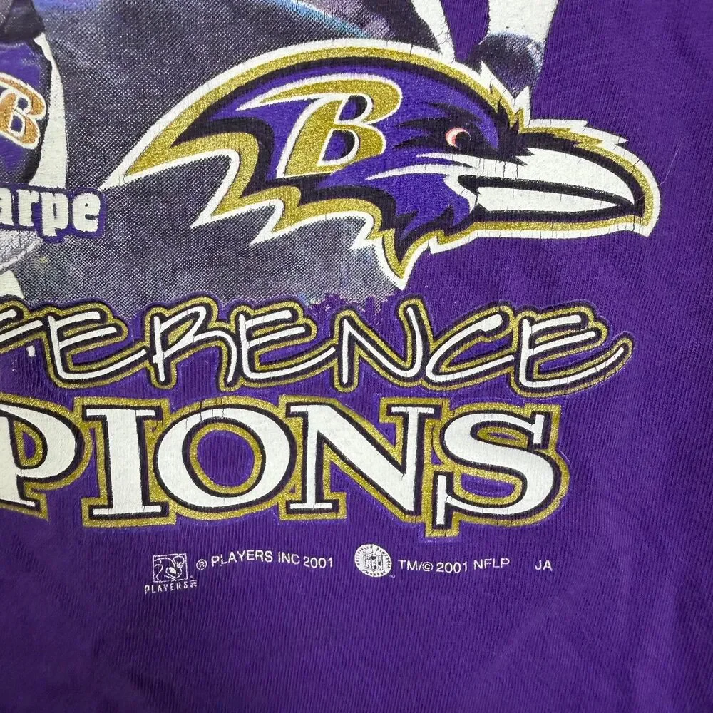 Vintage 2001 Baltimore Ravens AFC Champions T Shirt Mens XL Ray Lewis Purple
